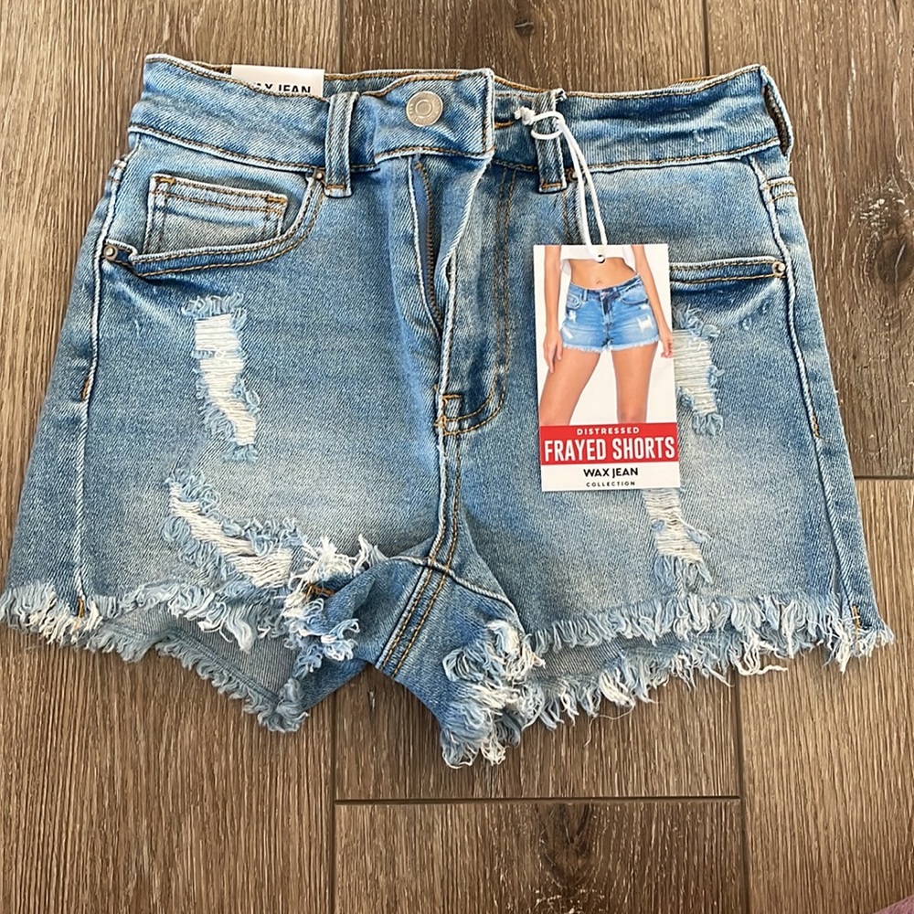 High rise denim shorts